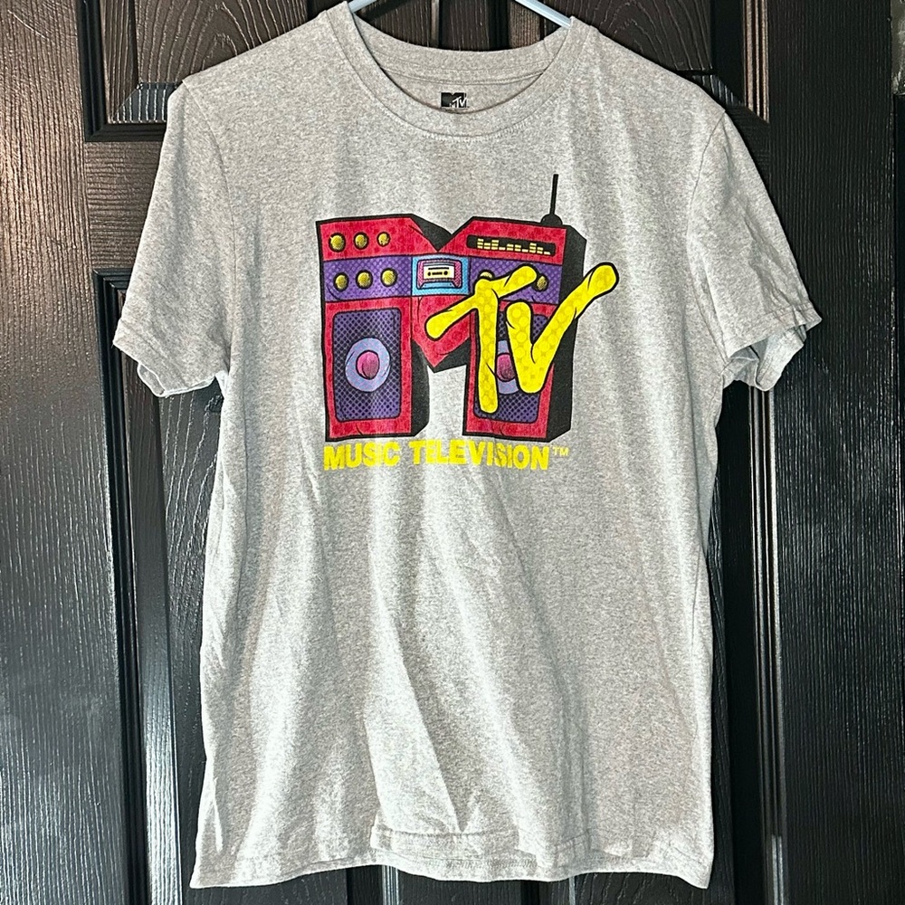 MTV Music Television Boombox Gray T-shirt Size Large